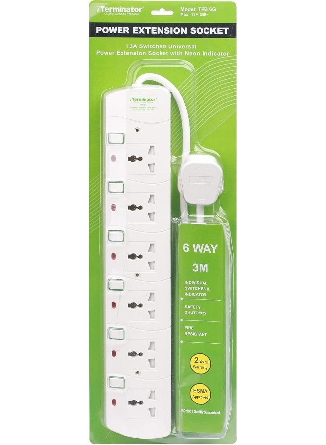Terminator - Power Extension Socket White/Red/Green - Image 1