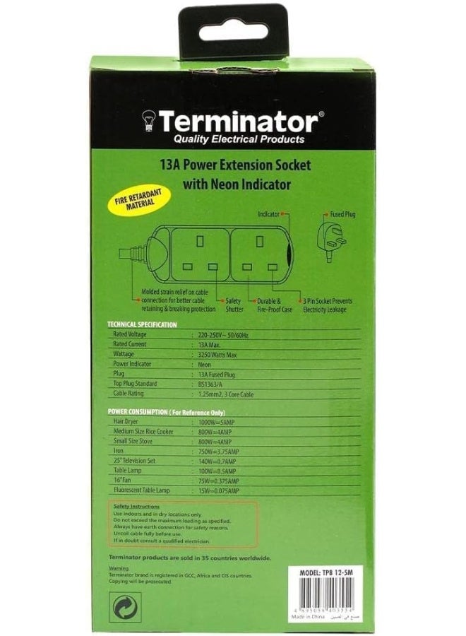 Terminator Power Extension Socket White/Blue/Red  - Image 4