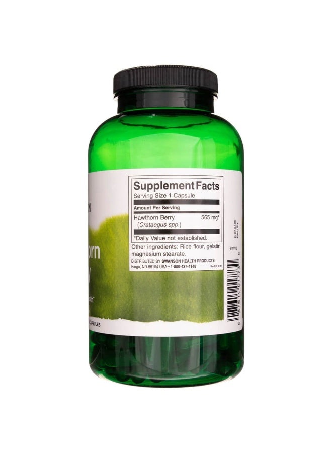SWANSON Hawthorn Berry 565 mg - 250 Capsules Packaging May Vary - Image 3