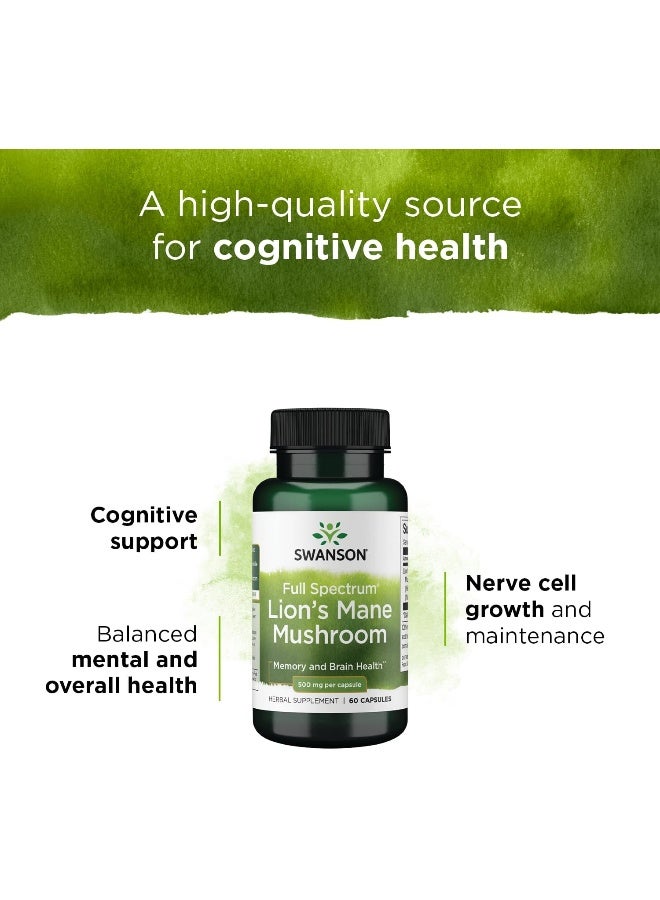 Full Spectrum Lion's Mane Mushroom 60 Capsules