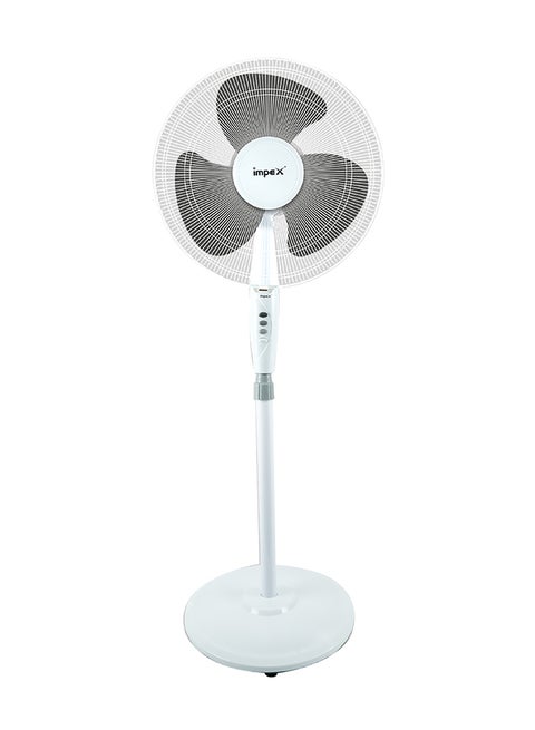 16 Inch Pedestal Fan 3-Blade with 55W Copper Motor, 3-Stage Speed Control, 1200 RPM, Adjustable Stand, Energy-Efficient 55 W PF 7501 White/Black
