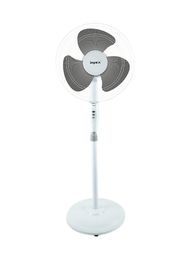 16 Inch Pedestal Fan Portable Stand Fan Super Strong 3-Blade with 55W Copper Motor, 3-Stage Speed Control, 1200 RPM, Adjustable Height, Energy-Efficient, Best for Home & Office 55 W PF 7501 White/Black
