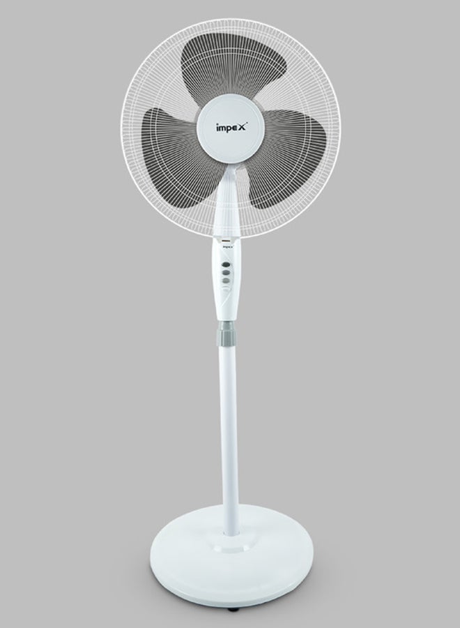16 Inch Pedestal Fan Portable Stand Fan Super Strong 3-Blade with 55W Copper Motor, 3-Stage Speed Control, 1200 RPM, Adjustable Height, Energy-Efficient, Best for Home & Office 55 W PF 7501 White/Black