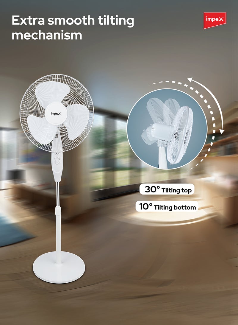 مروحة ثلاثية الشفرات مع قاعدة 60 W PF 7501 أبيض/ أسود