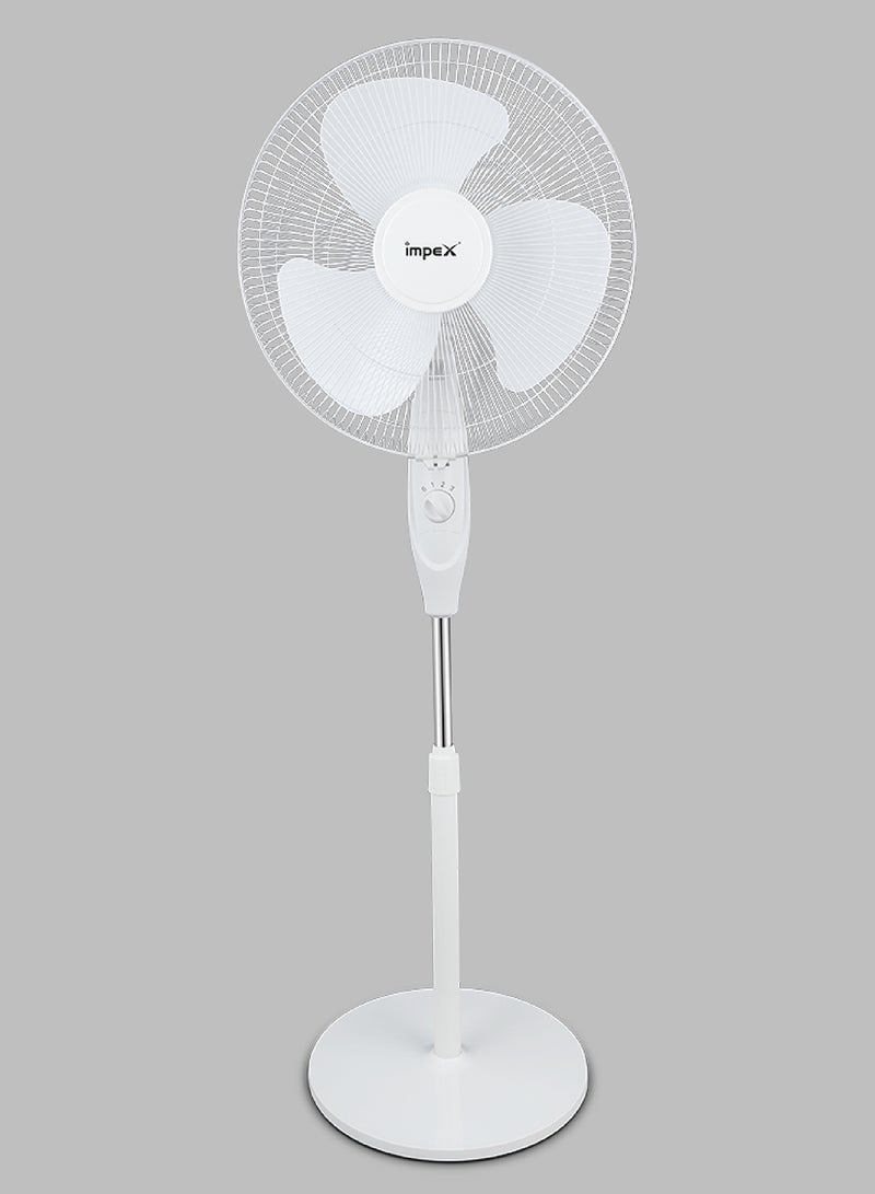 Impex 16 Inch Pedestal Fan Portable Stand Fan Super Strong 3-Blade with 55W Copper Motor, 3-Stage Speed Control, 1200 RPM, Adjustable Height, Energy-Efficient, Best for Home & Office 55 W PF 7501 White 55 W PF 7501 White - Image 2
