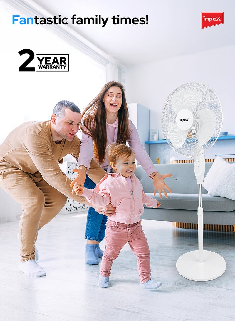 مروحة ثلاثية الشفرات مع قاعدة 60 W PF 7501 أبيض/ أسود