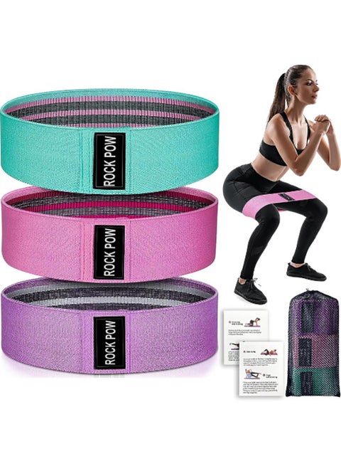 3-Piece Anti Slip Elastic Sports Fitness Bands For Legs And Butt 66X8cm 66X8cm