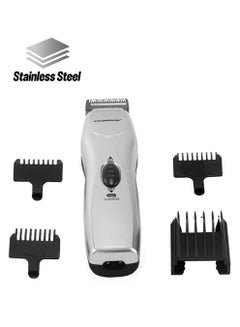 Olsenmark Rechargeable Hair Trimmer  with Chromium Steel Blade - LED indicator light, Cordless - 5 Position Attachment with 3 Jawline Comb, Charging stand And Lubricant Oil Silver/Black  - Image 1