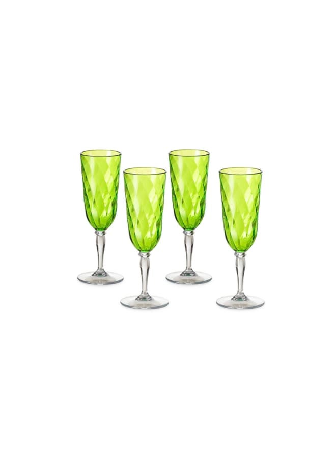 أومادا مجموعة كؤوس للشرب بنمط ماسي مكونة من 4 قطع شفاف / أخضر 17.5ملليلتر - Image 1