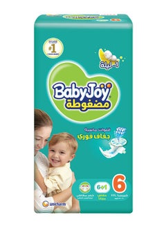 BabyJoy Compressed Diamond Pad Diaper, Size 6, Junior XXL, 16-25 Kg, Saving Pack, 7 Diapers  - Image 1
