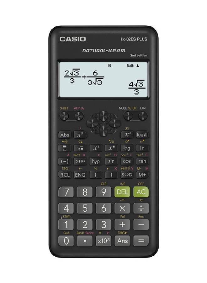 CASIO FX-82ES Plus 2nd Edition Scientific Calculator Black - Image 1