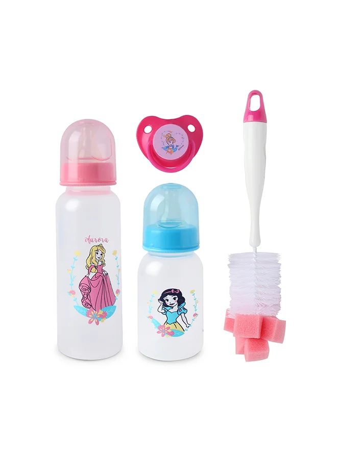 Disney Pack Of 4 Princess Printed Feeding Bottle With Accessories Set - Packaging May Vary