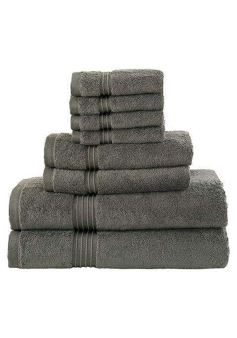 8 قطع من القطن الممشط 100% 600 جي اس ام سريع الجفاف عالي الامتصاص مجموعة حمام ناعمة بجودة فندقية للاستحمام ومجموعة مناشف سبا تتضمن 2 × مناشف حمام (70 × 140 سم) و2 × مناشف يد (40 × 70 سم) و4 × مناشف غسيل (30 × 30 سم) رمادي 70x140سم