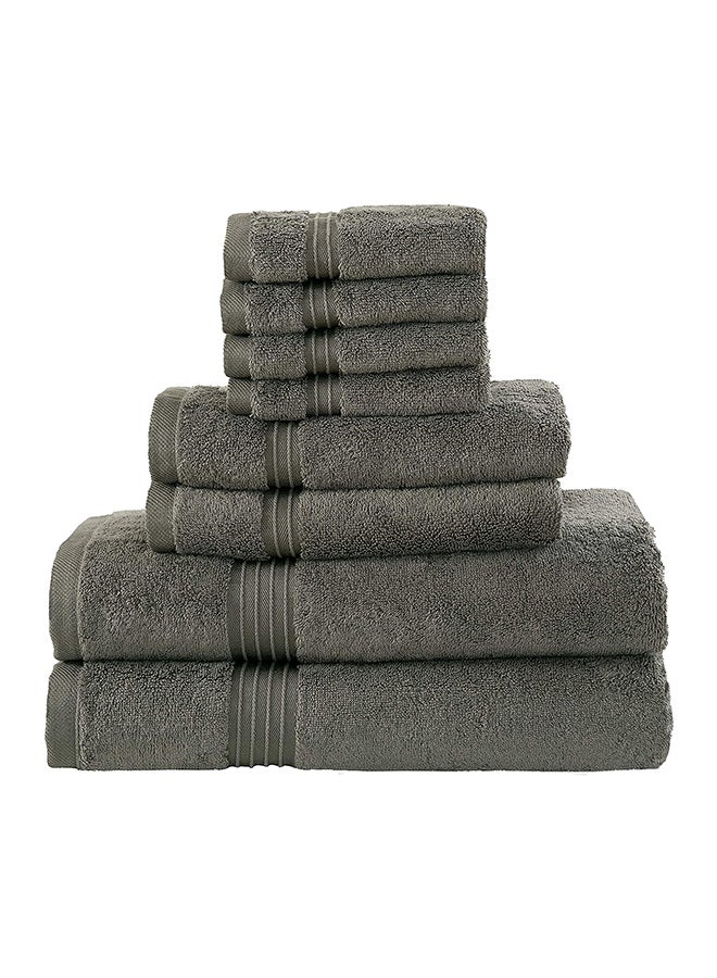 Bliss Casa 8-Piece Towel Set, 100% Combed Cotton 550 GSM Superior Quality, Quick Dry Highly Absorbent Thick Bathroom Soft Hotel Towels for Bath And Spa, Towel Set Includes 2 Bath Towels (70x140 cm), 2 Hand Towels (40x70 cm), 4 Washcloths (30x30 cm) Grey 70x140cm