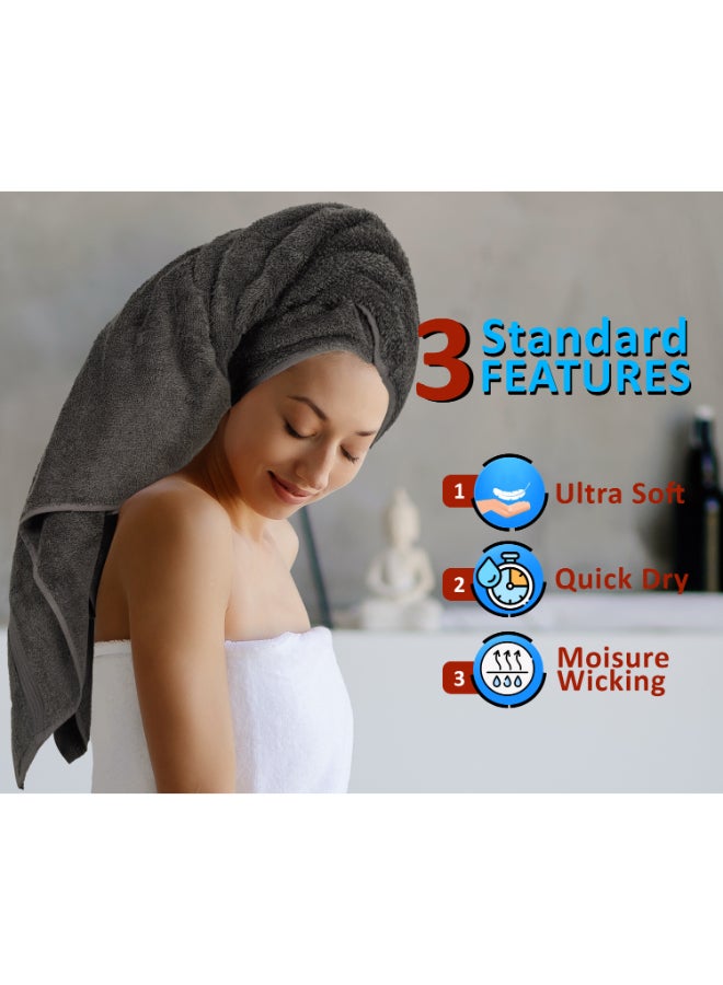 Bliss Casa 8-Piece Towel Set, 100% Combed Cotton 550 GSM Superior Quality, Quick Dry Highly Absorbent Thick Bathroom Soft Hotel Towels for Bath And Spa, Towel Set Includes 2 Bath Towels (70x140 cm), 2 Hand Towels (40x70 cm), 4 Washcloths (30x30 cm) Grey 70x140cm - Image 4