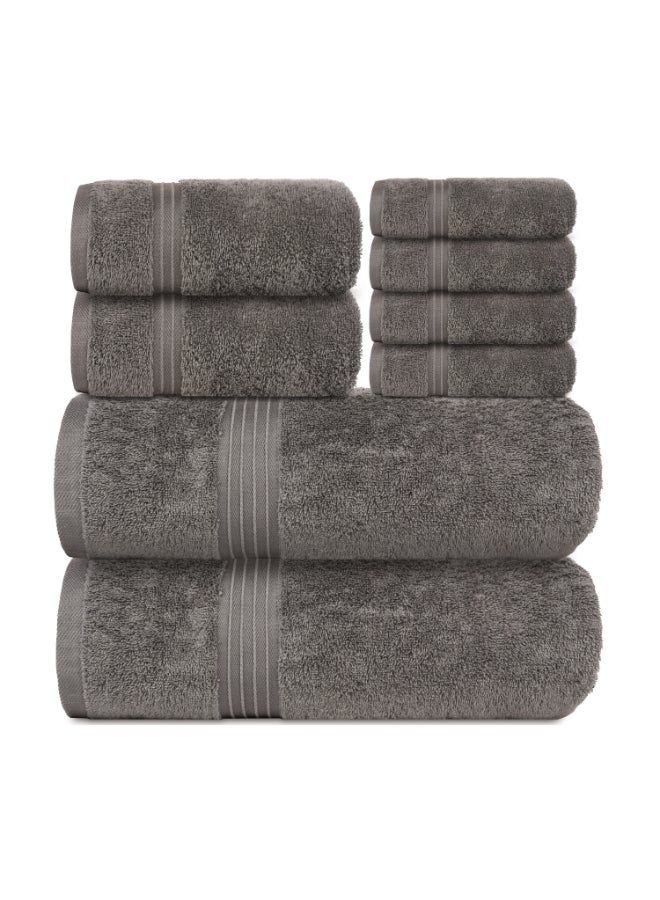 Bliss Casa 8-Piece Towel Set, 100% Combed Cotton 550 GSM Superior Quality, Quick Dry Highly Absorbent Thick Bathroom Soft Hotel Towels for Bath And Spa, Towel Set Includes 2 Bath Towels (70x140 cm), 2 Hand Towels (40x70 cm), 4 Washcloths (30x30 cm) Grey 70x140cm - Image 1
