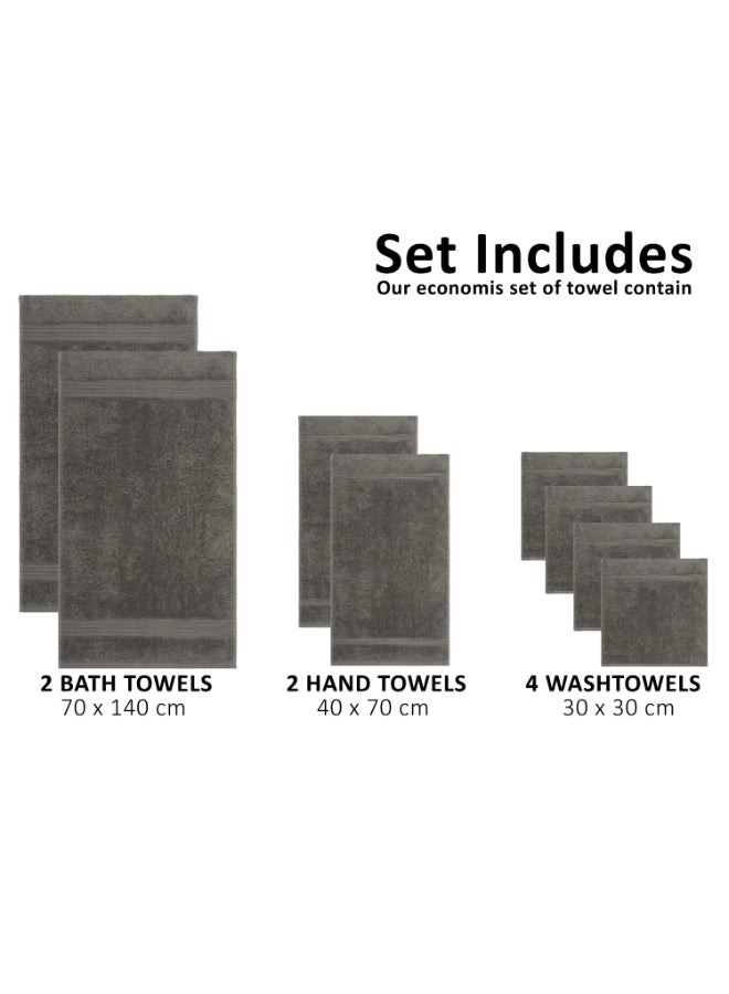Bliss Casa 8-Piece Towel Set, 100% Combed Cotton 550 GSM Superior Quality, Quick Dry Highly Absorbent Thick Bathroom Soft Hotel Towels for Bath And Spa, Towel Set Includes 2 Bath Towels (70x140 cm), 2 Hand Towels (40x70 cm), 4 Washcloths (30x30 cm) Grey 70x140cm - Image 2