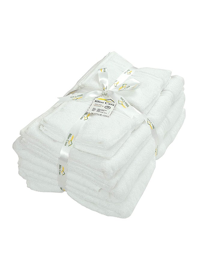 بليس كاسا 8 قطع من القطن الممشط 100% 600 جي اس ام سريع الجفاف عالي الامتصاص مجموعة حمام ناعمة بجودة فندقية للاستحمام ومجموعة مناشف سبا تتضمن 2 × مناشف حمام (70 × 140 سم) و2 × مناشف يد (40 × 70 سم) و4 × مناشف غسيل (30 × 30 سم) أبيض - Image 2