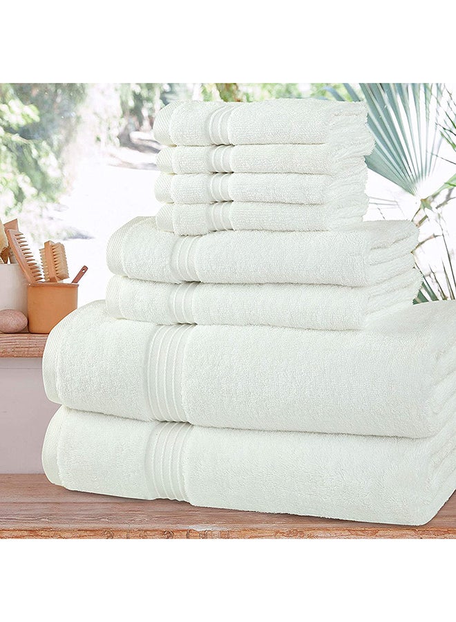 بليس كاسا 8 قطع من القطن الممشط 100% 600 جي اس ام سريع الجفاف عالي الامتصاص مجموعة حمام ناعمة بجودة فندقية للاستحمام ومجموعة مناشف سبا تتضمن 2 × مناشف حمام (70 × 140 سم) و2 × مناشف يد (40 × 70 سم) و4 × مناشف غسيل (30 × 30 سم) أبيض - Image 4