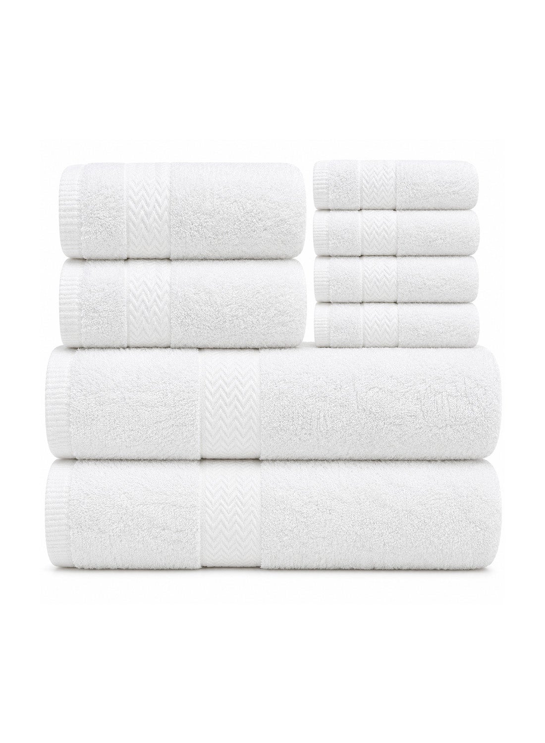 Bliss Casa 8-Piece Towel Set, 100% Combed Cotton 550 GSM Superior Quality, Quick Dry Highly Absorbent Thick Bathroom Soft Hotel Towels for Bath And Spa, Towel Set Includes 2 Bath Towels, 2 Hand Towels, 4 Washcloths White