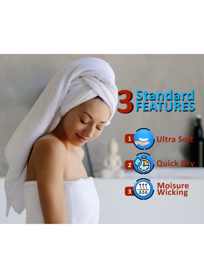 Bliss Casa 8-Piece Towel Set, 100% Combed Cotton 550 GSM Superior Quality, Quick Dry Highly Absorbent Thick Bathroom Soft Hotel Towels for Bath And Spa, Towel Set Includes 2 Bath Towels, 2 Hand Towels, 4 Washcloths White - Image 4