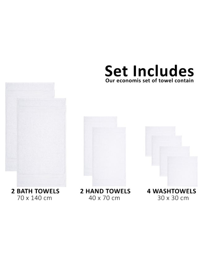 Bliss Casa 8-Piece Towel Set, 100% Combed Cotton 550 GSM Superior Quality, Quick Dry Highly Absorbent Thick Bathroom Soft Hotel Towels for Bath And Spa, Towel Set Includes 2 Bath Towels, 2 Hand Towels, 4 Washcloths White - Image 2
