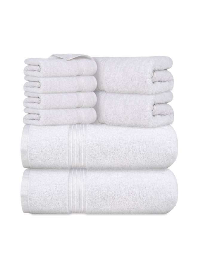 Bliss Casa 8-Piece Towel Set, 100% Combed Cotton 550 GSM Superior Quality, Quick Dry Highly Absorbent Thick Bathroom Soft Hotel Towels for Bath And Spa, Towel Set Includes 2 Bath Towels, 2 Hand Towels, 4 Washcloths White - Image 3