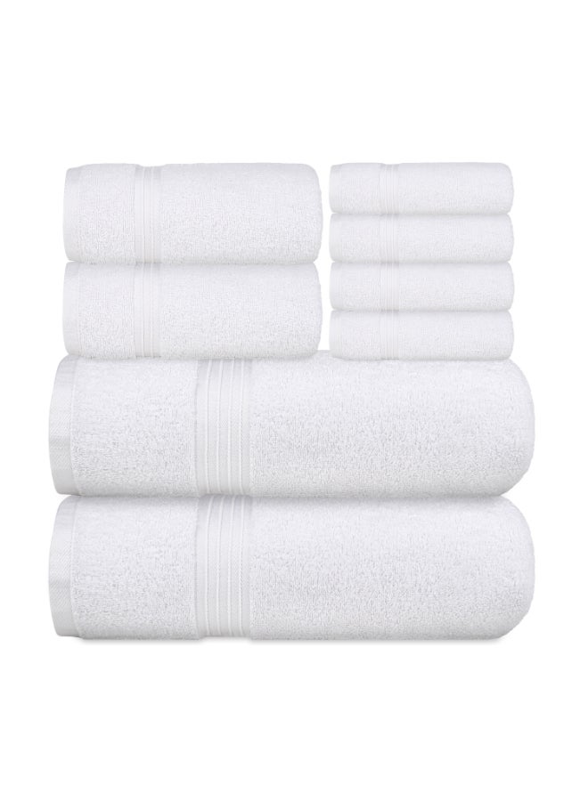 Bliss Casa 8-Piece Towel Set, 100% Combed Cotton 550 GSM Superior Quality, Quick Dry Highly Absorbent Thick Bathroom Soft Hotel Towels for Bath And Spa, Towel Set Includes 2 Bath Towels, 2 Hand Towels, 4 Washcloths White - Image 1