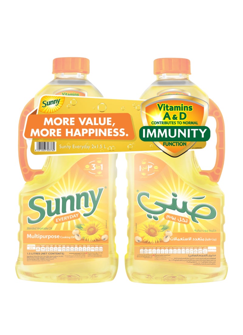 صني زيت نباتي مخلوط من صن أكتيف 1.5لترات عبوة من قطعتين - Image 1