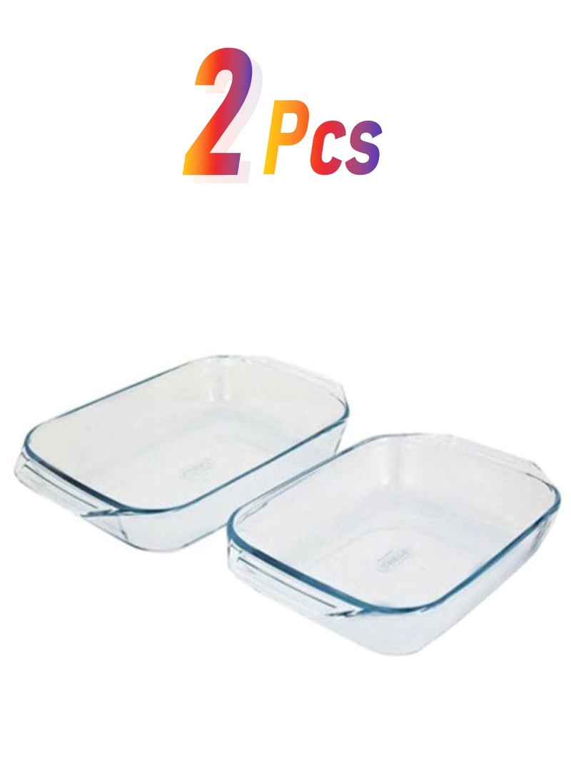 بيريكس طقم أواني تحمير مستطيلة بتصميم مثالي مكون من قطعتين شفاف - Image 1