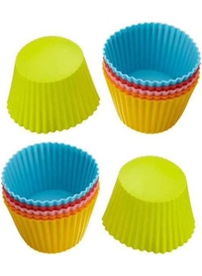 SKY-TOUCH SKY-TOUCH Silicone Cupcake Liners 12Pcs, Baking Cups Non-Stick Cake Muffin Chocolate Cupcake Liner Baking Cup Mold, Multicolor Multicolour 5cm  - Image 3