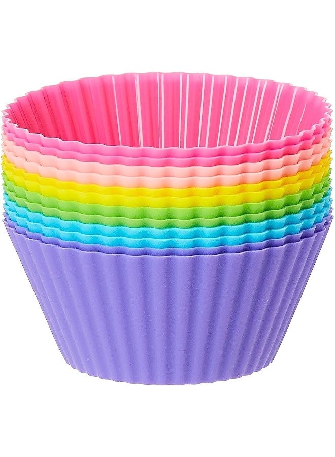 SKY-TOUCH SKY-TOUCH Silicone Cupcake Liners 12Pcs, Baking Cups Non-Stick Cake Muffin Chocolate Cupcake Liner Baking Cup Mold, Multicolor Multicolour 5cm  - Image 1
