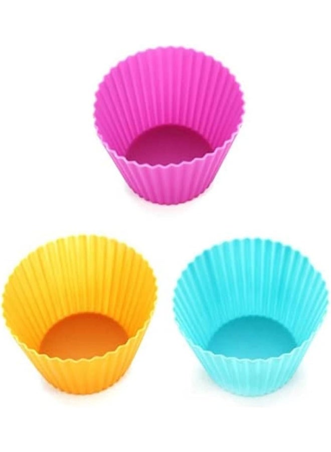 SKY-TOUCH SKY-TOUCH Silicone Cupcake Liners 12Pcs, Baking Cups Non-Stick Cake Muffin Chocolate Cupcake Liner Baking Cup Mold, Multicolor Multicolour 5cm  - Image 2