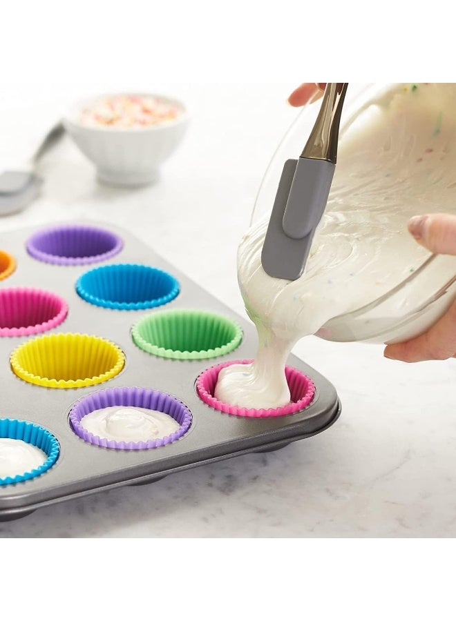 SKY-TOUCH SKY-TOUCH Silicone Cupcake Liners 12Pcs, Baking Cups Non-Stick Cake Muffin Chocolate Cupcake Liner Baking Cup Mold, Multicolor Multicolour 5cm  - Image 5