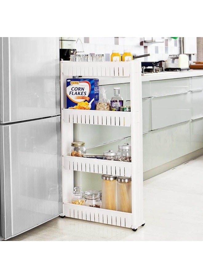 SKY-TOUCH Storage Cart 4 Tier, Slim Rolling Storage Cart White 103cm - Image 2