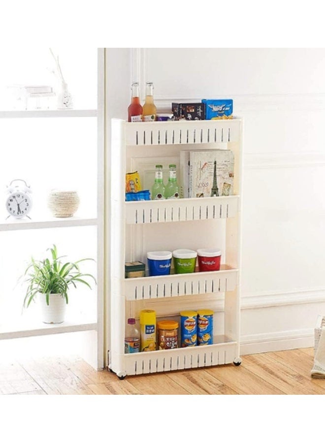 SKY-TOUCH Storage Cart 4 Tier, Slim Rolling Storage Cart White 103cm - Image 3