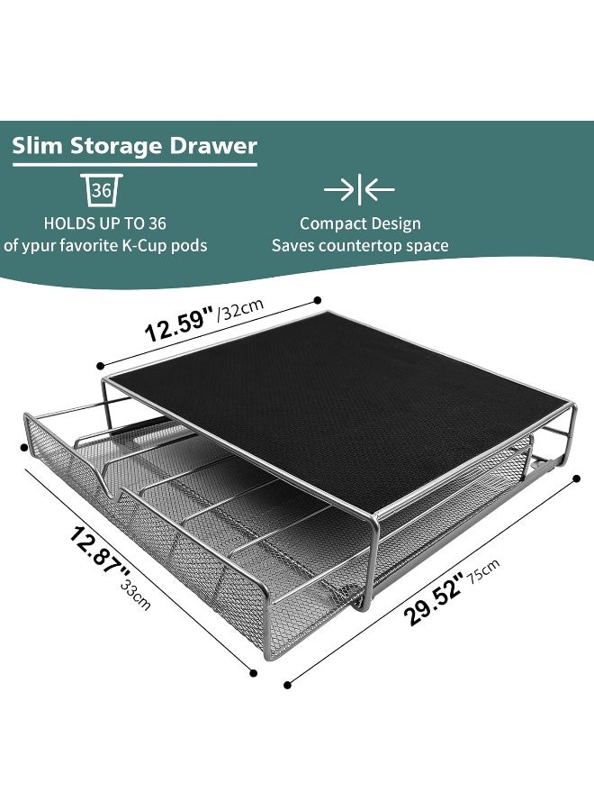 SKY-TOUCH Sky-Touch Coffee Pod Drawer, 36 Pcs Coffee Capsule Holder Space-Saving Coffee Pods Kitchen Organizer Coffee Drawer Black 13.5inch  - Image 3