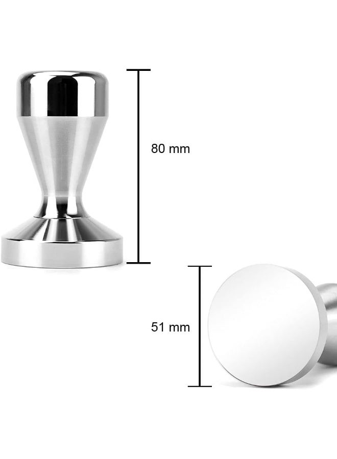 SKY-TOUCH SKY-TOUCH Espresso Tamper, Coffee Machine Stainless Steel Base and Handle Heavy Duty Solid Espresso Coffee Bean Tamper Silver 51mm  - Image 2