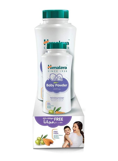 Baby Powder Pack Of 2, 425+200G With Olive And Almond