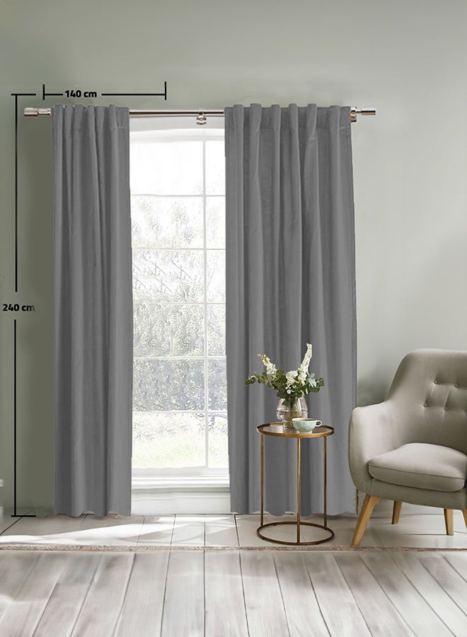 REGAL IN HOUSE Velvet Balckout Curtain for Livingroom Grey 240x140cm - Image 1