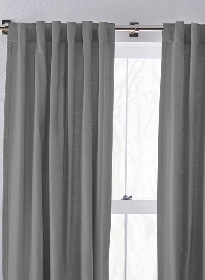 REGAL IN HOUSE Velvet Balckout Curtain for Livingroom Grey 240x140cm - Image 2