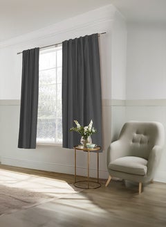 REGAL IN HOUSE Velvet Window Curtain for Bedroom Dark Grey 180x140cm  - Image 1
