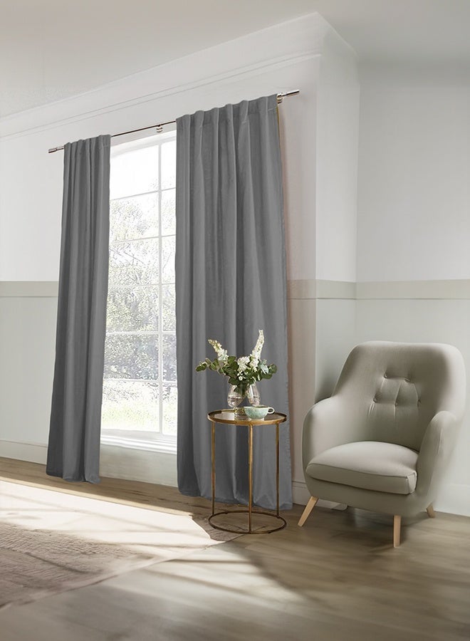 REGAL IN HOUSE Velvet Balckout Curtain for Livingroom Grey 260x140cm - Image 2