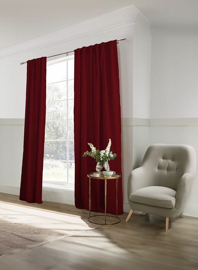 REGAL IN HOUSE Velvet Velvet Balckout Curtain for Livingroom Burgundy 290x140cm - Image 2