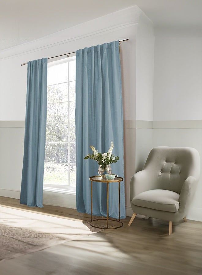 REGAL IN HOUSE Velvet Window Curtain for Bedroom Turquoise 200x140cm - Image 2