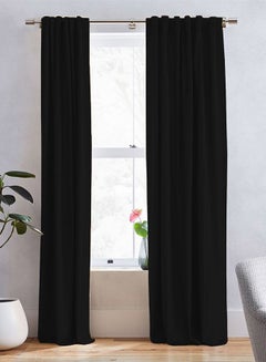 REGAL IN HOUSE Velvet Velvet Balckout Curtain for Livingroom Black 280x140cm  - Image 1