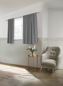 REGAL IN HOUSE Velvet Window Curtain for Bedroom Grey 140x140cm  - Image 1
