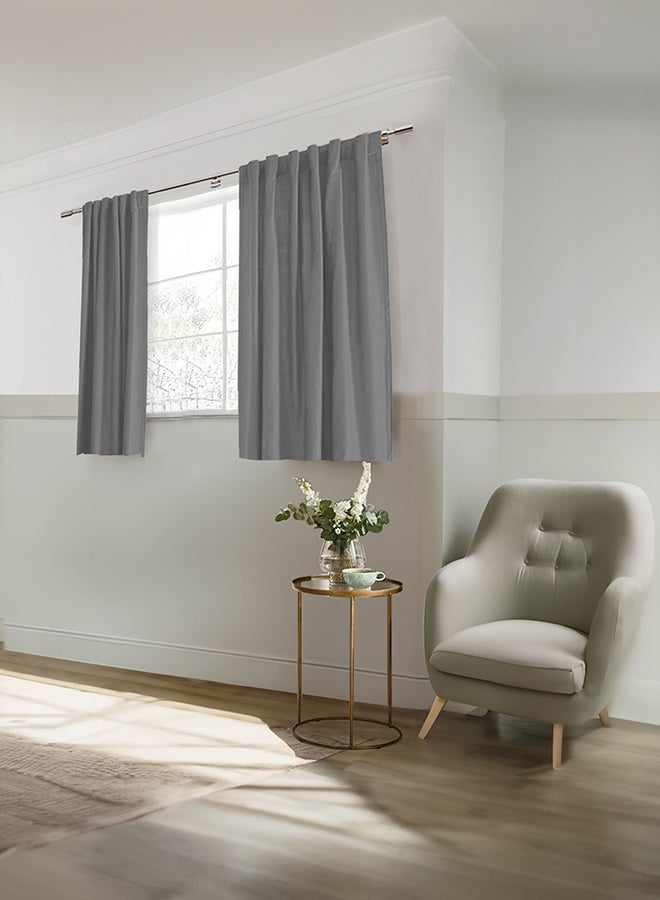 REGAL IN HOUSE - Velvet Window Curtain for Bedroom Grey 140x140cm - Image 1