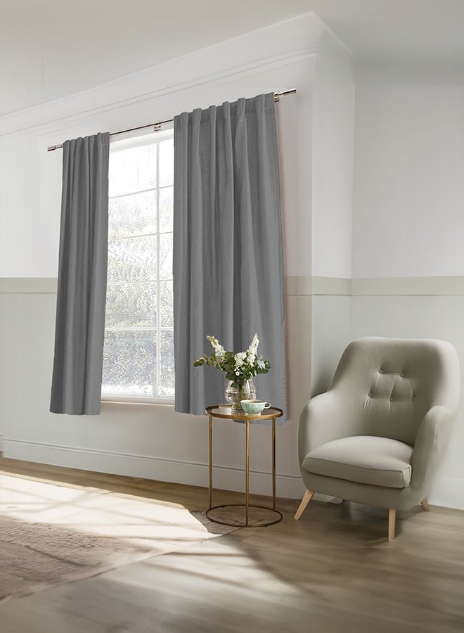 REGAL IN HOUSE Velvet Window Curtain for Bedroom Grey 180x140cm - Image 1