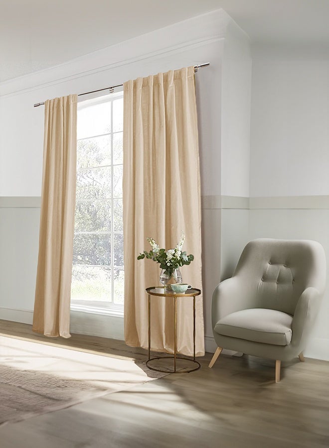 REGAL IN HOUSE Velvet Balckout Curtain for Livingroom Beige 240x140cm - Image 2